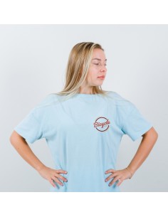 Camiseta azul bordada