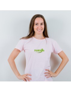 Camiseta rosa bordada