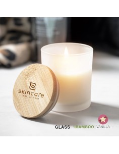 Vela blanca con tapa de madera 2